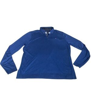Ted Baker Men Shirt Size 7 Long Sleeve Polo Blue Pullover Collar Teds Tall Fit